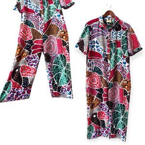 FARM Rio Multicolor Abstract Print Cropped Jumpsuit